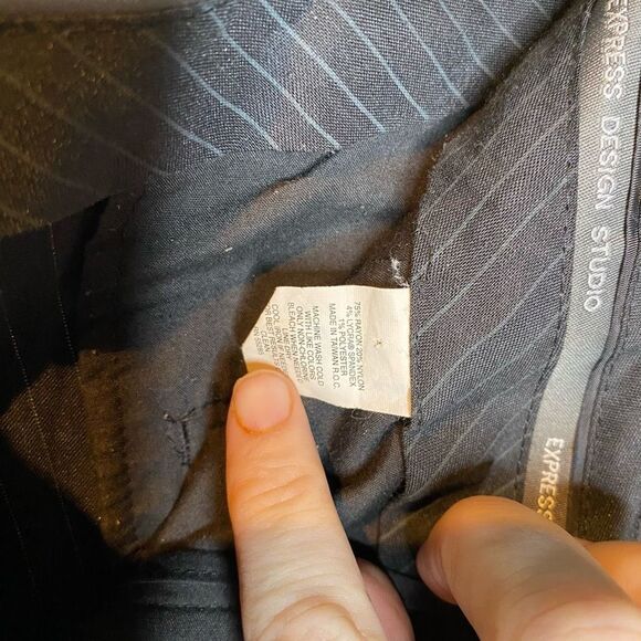 Express Editor pant black pinstripe bootleg career dress pants slacks wide leg 8 - Picture 4 of 5